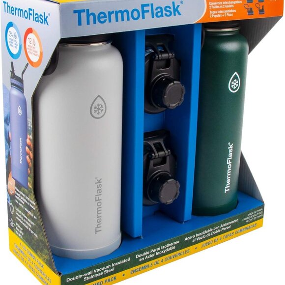 Bottle with Spout Lid - Stainless Steel Water Bottles with Double-Wall Insulatio - Picture 2 of 9